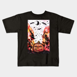 Dancing Witch and Spooky Skeleton Kids T-Shirt